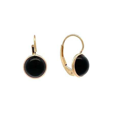 14K Yellow Gold Estate Round Black Onyx Bezel D...