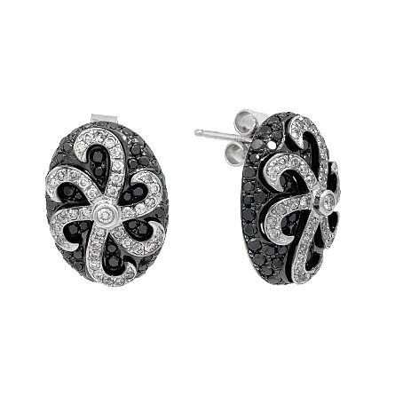 14K White Gold and Black Rhodium Estate Oval Pa...