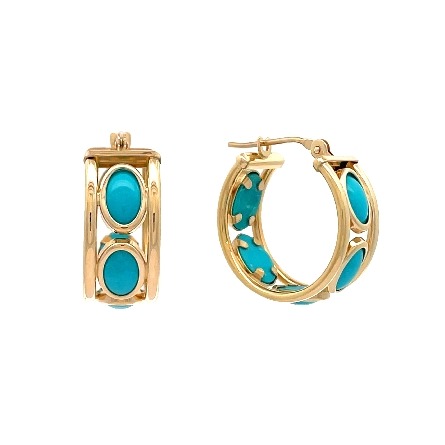 14K Yellow Gold Estate Oval Turquoise Cabochon ...