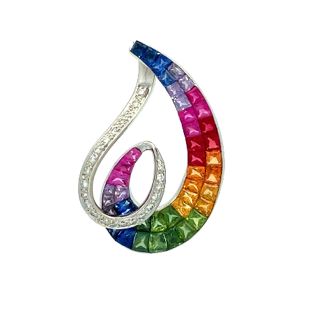 /home/earthtreasures/catalog.shopearthtreasures.com/imagedumplarge/EARTH_U4-20423.jpg 18K White Gold Estate Multicolor Sapphire Twist...