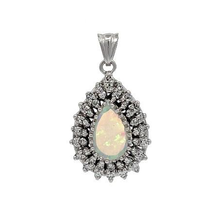 /home/earthtreasures/catalog.shopearthtreasures.com/imagedumplarge/EARTH_U4-20530.jpg 14K White Gold Estate Opal Teardrop Halo Pendan...