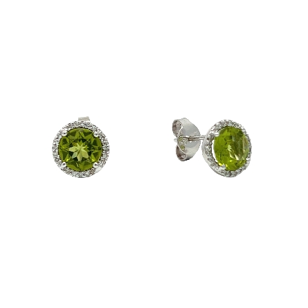 /home/earthtreasures/catalog.shopearthtreasures.com/imagedumplarge/EARTH_U4-20721.jpg 14K White Gold Estate Peridot Round Halo Stud E...