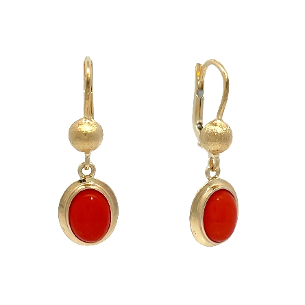 /home/earthtreasures/catalog.shopearthtreasures.com/imagedumplarge/EARTH_U4-20760.jpg 14K Yellow Gold Estate Coral Cabochon Leverback...