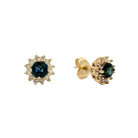 /home/earthtreasures/catalog.shopearthtreasures.com/imagedumplarge/EARTH_U4-20801.jpg 14K Yellow Gold Estate Sapphire Halo Stud Earri...