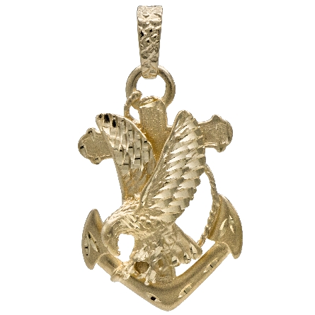 14K Yellow Gold Estate Eagle and Anchor Pendant...