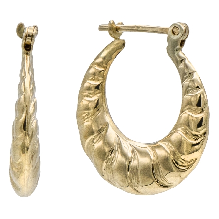 14K Yellow Gold Estate Shrimp Hoop Earrings 1.1dwt