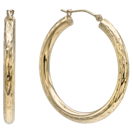 14K Yellow Gold Estate Etched Hoop Earrings 1.0dwt