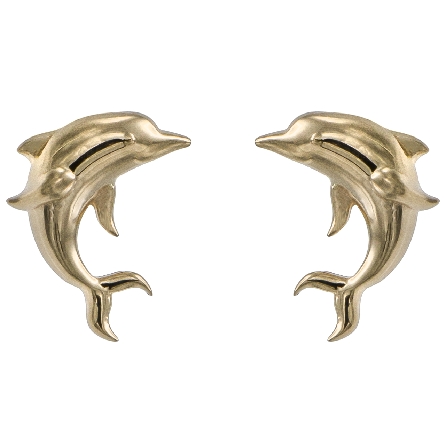 14K Yellow Gold Estate 11x9mm Dolphin Stud Earr...