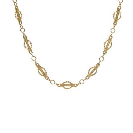 14K Yellow Gold Estate 24.5inch Fancy Bar-Link Necklace 9.5dwt
