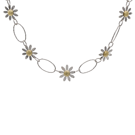 14K White and Yellow Gold Estate 16inch Daisy F...