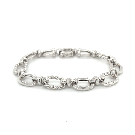 18K White Gold Estate Braided Oval Link 7inch B...