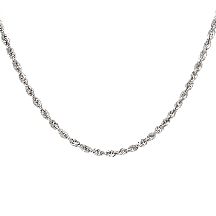 14K White Gold Estate 16inch Rope Chain Necklace 4.6dwt