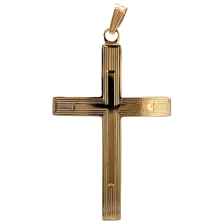 14K Yellow Gold Estate 1.5inch Etched Cross .9dwt