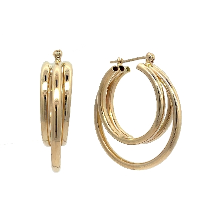 14K Yellow Gold Estate Triple Hoop Earrings 5.4dwt