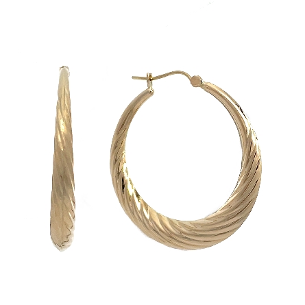 14K Yellow Gold Estate Shrimp Style Hoop Earrings 1.7dwt