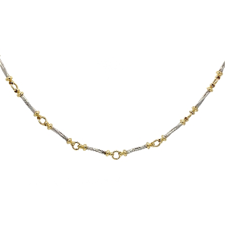 14K White and Yellow Gold Estate 18inch Bar Cha...