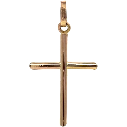 14K Yellow Gold Estate Polished Tube Cross w/Be...