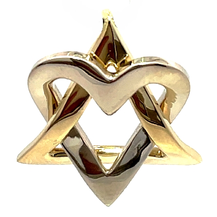 14K Yellow and White Gold Estate Heart Star of David Pendant 2.2dwt