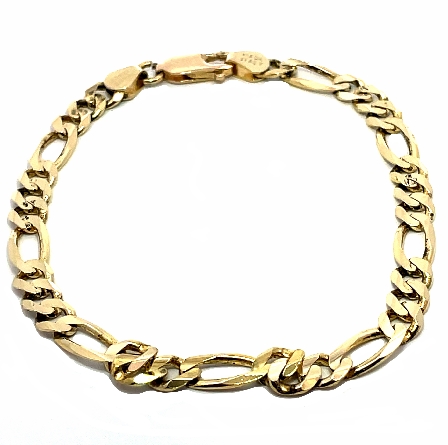 14K Yellow Gold Estate 8.25inch Figaro Chain Bracelet 7.0dwt