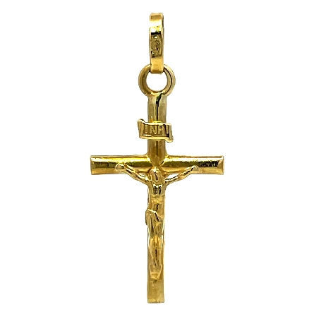 18K Yellow Gold Estate 30x10mm Crucifix Pendant 0.8dwt