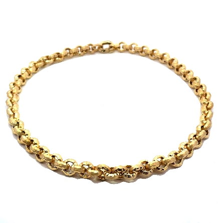 14K Yellow Gold Estate 17inch Textured Rolo Chain Necklace 22.6dwt