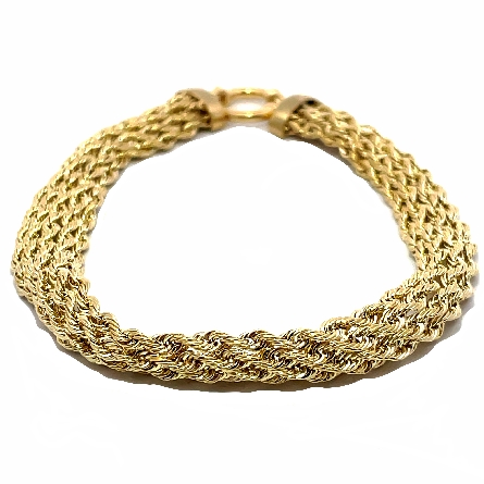 14K Yellow Gold Estate 5Row Dome Rope 7.5inch Bracelet 4.3dwt