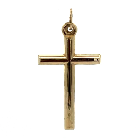 14K Yellow Gold Estate Polished Tube Cross Pend...