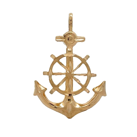 14K Yellow Gold Estate Diamond Cut Ship Anchor/...