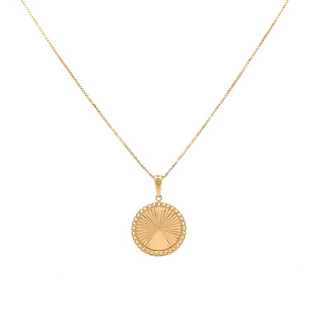 14K Yellow Gold Estate Diamond-cut Disc Pendant...