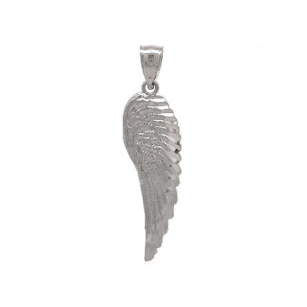 10K White Gold Estate Single Angel Wing Pendant...