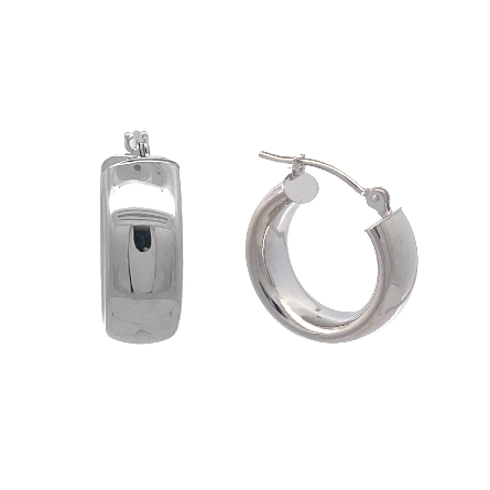 14K White Gold Estate Wide Huggie Hoop Earrings...