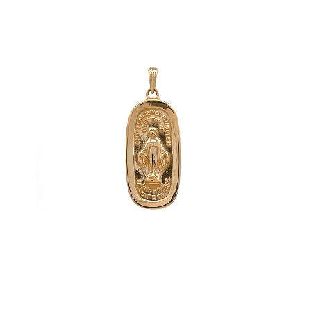 14K Yellow Gold Estate Oblong Miraculous Medal Pendant 0.6dwt