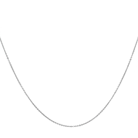 14K White Gold Estate Thin Cable Chain 18inch 1...