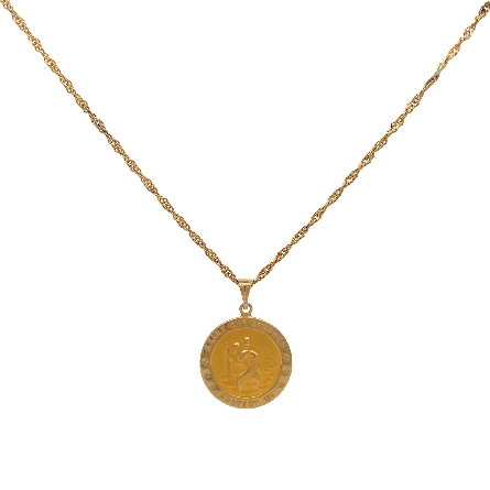 14K Yellow Gold Estate Round Saint Christopher ...