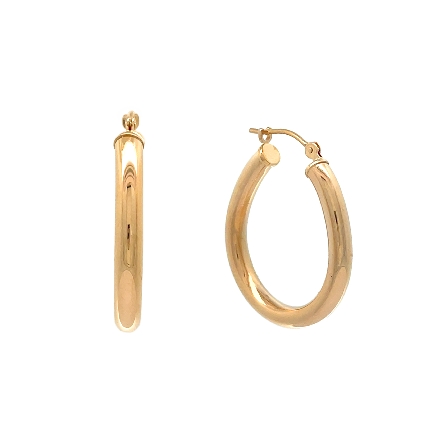 14K Yellow Gold Estate Oval Tube Hoop Earrings ...