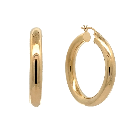 14K Yellow Gold Estate 5mm Tube Hoop Earrings 3...