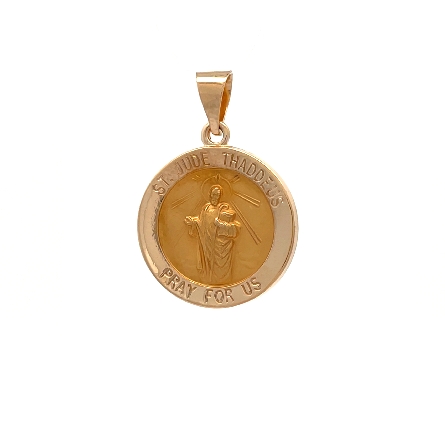 14K Yellow Gold Estate Saint Jude Medal Pendant...