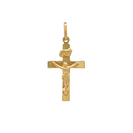 14K Yellow Gold Estate Crucifix Cross Pendant 0...