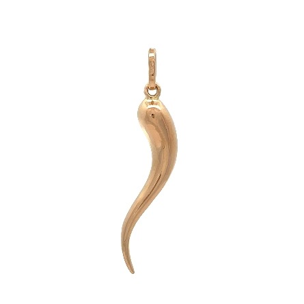18K Yellow Gold Estate Italian Horn Charm Penda...