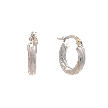 18K White Gold Estate Twisted Tube Huggie Hoop ...