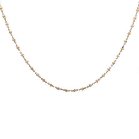 14K Two Tone Estate Diamond Cut Bead and Bar Ne...