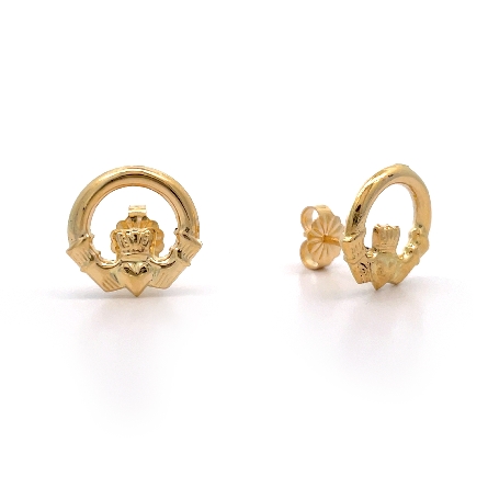 /home/earthtreasures/catalog.shopearthtreasures.com/imagedumplarge/EARTH_U5-17128.jpg 14K Yellow Gold Estate Claddagh Post Earrings 0...