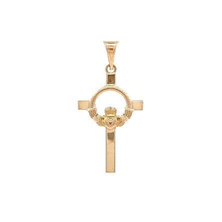 /home/earthtreasures/catalog.shopearthtreasures.com/imagedumplarge/EARTH_U5-17141.jpg 14K Yellow Gold Claddagh Cross Pendant 0.9dwt