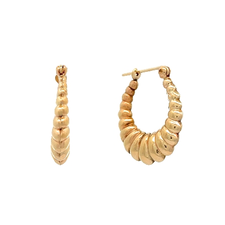 /home/earthtreasures/catalog.shopearthtreasures.com/imagedumplarge/EARTH_U5-17202.jpg 14K Yellow Gold Estate Oval Fluted Hoop Earring...