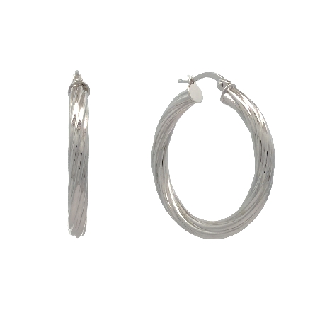 /home/earthtreasures/catalog.shopearthtreasures.com/imagedumplarge/EARTH_U5-17309.jpg 14K White Gold Estate Round Twist Hoop Earrings...