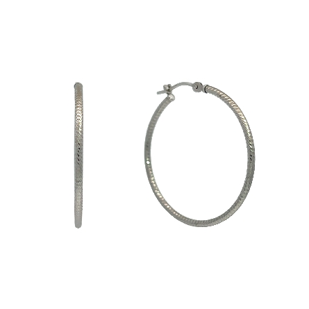 /home/earthtreasures/catalog.shopearthtreasures.com/imagedumplarge/EARTH_U5-17410.jpg 14K White Gold Estate Diamond Cut Textured Hoop...