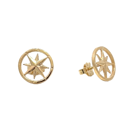 /home/earthtreasures/catalog.shopearthtreasures.com/imagedumplarge/EARTH_U5-17443.jpg 14K Yellow Gold Estate North Star Compass Earri...