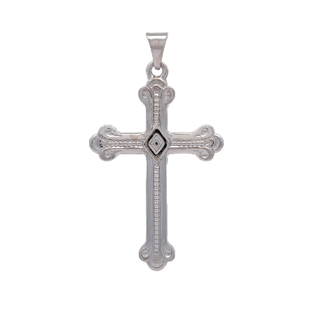 /home/earthtreasures/catalog.shopearthtreasures.com/imagedumplarge/EARTH_U5-17490.jpg 14K White Gold Estate Budded Flared Cross Penda...