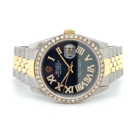 Stainless Steel and 18K Yellow Gold Estate Datejust Rolex Watch w/Diams ...