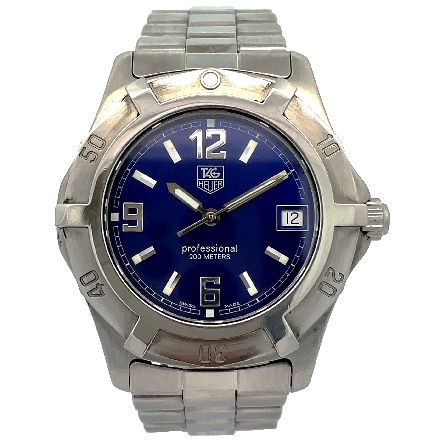 Stainless Steel Estate Tag Heuer Blue Dial Prof...